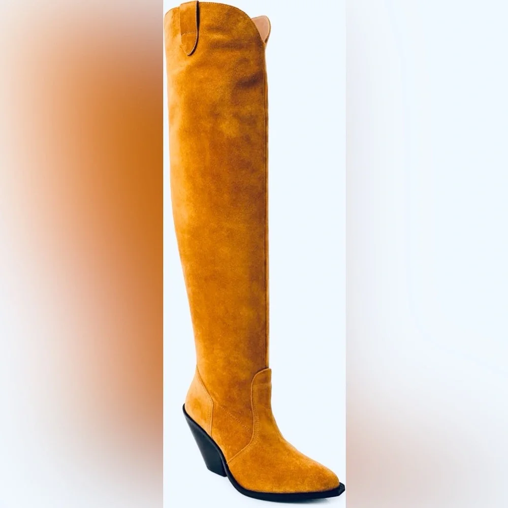 Free People Suede Triple Crown Tall Soft Over the Knee Slouchy Boots 9
